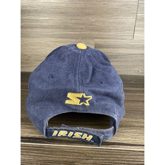 VINTAGE Notre Dame Fighting Irish Hat Cap Snap Back Blue Starter Football Mens - Picture 5 of 10